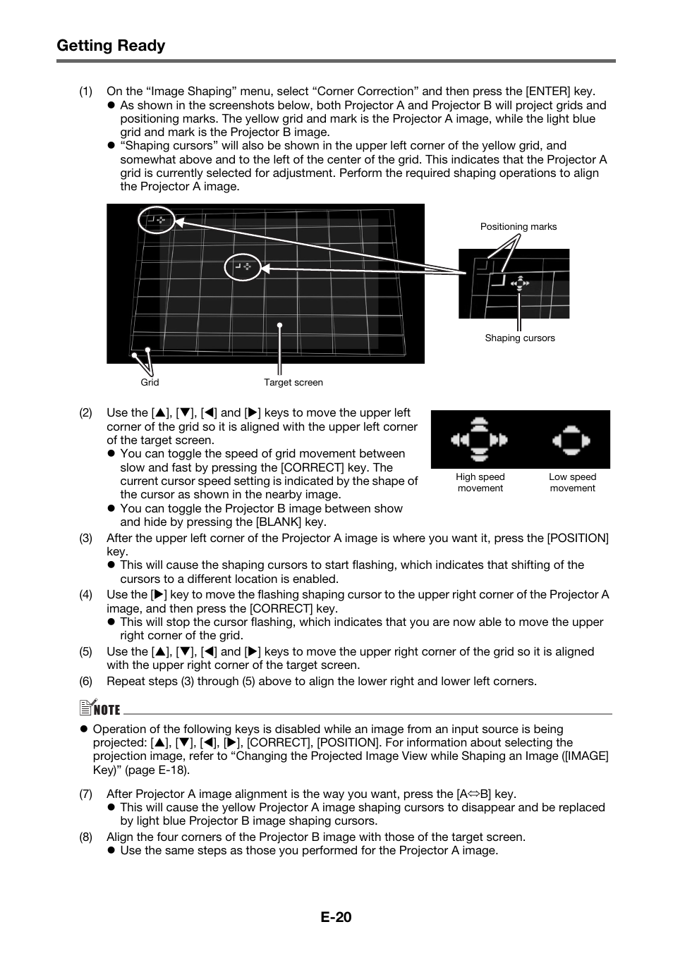 Getting ready, E-20 | Casio YA-S10 Setup Guide User Manual | Page 21 / 36