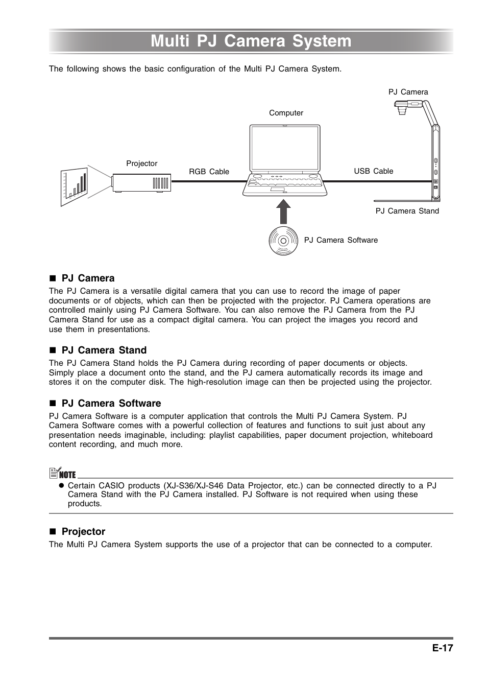 Multi pj camera system | Casio YC-430 User Manual | Page 17 / 50