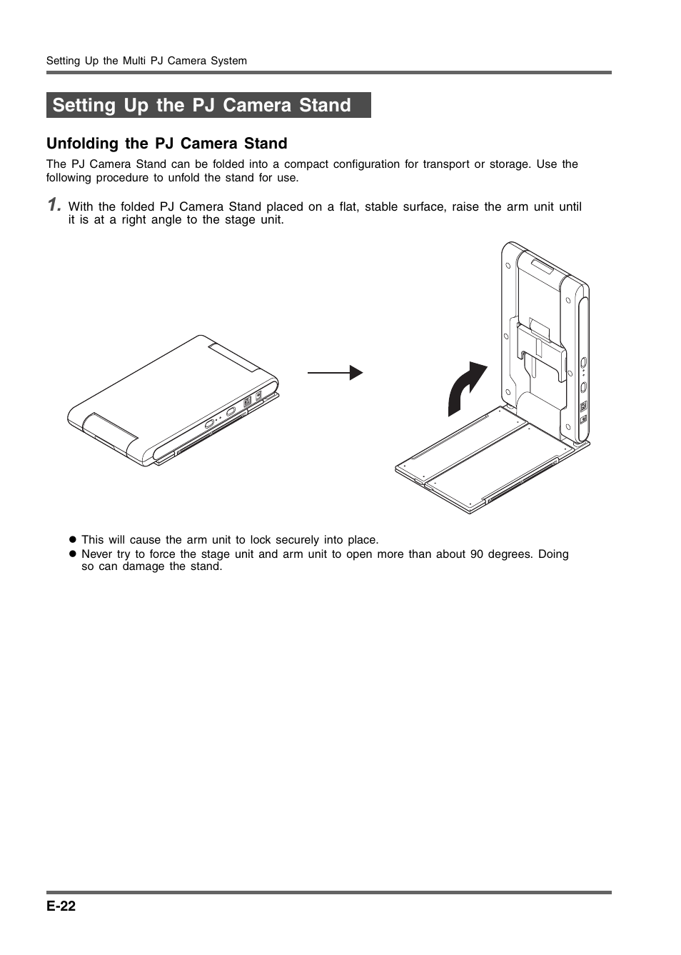 Setting up the pj camera stand | Casio YC-430 User Manual | Page 22 / 50