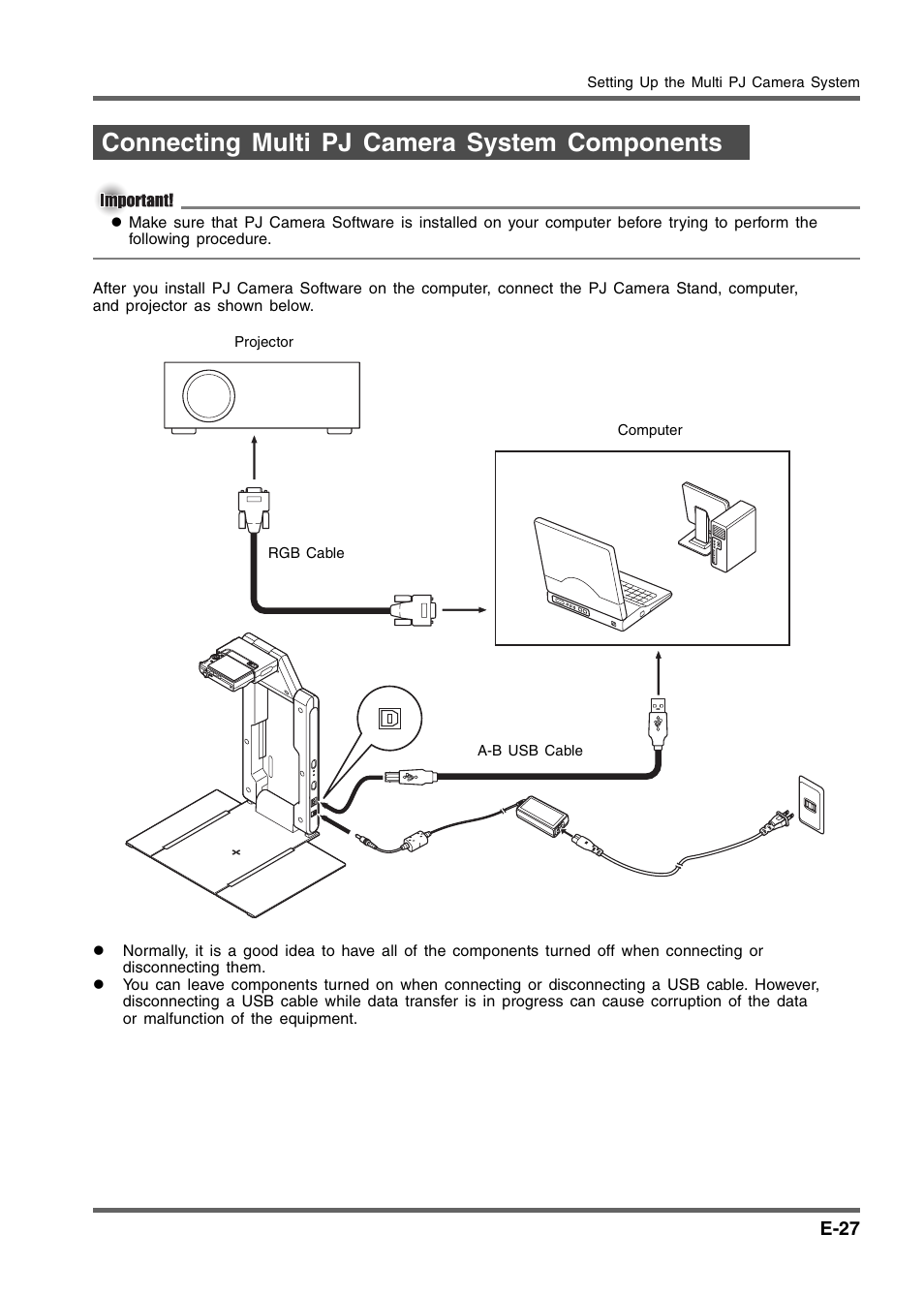 Connecting multi pj camera system components | Casio YC-430 User Manual | Page 27 / 50