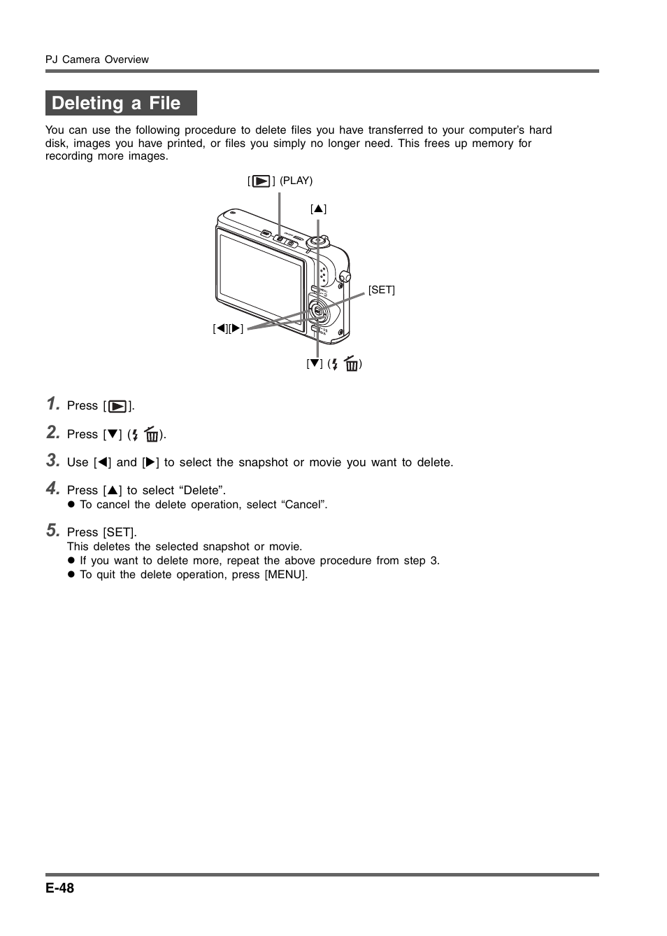 Deleting a file | Casio YC-430 User Manual | Page 48 / 50