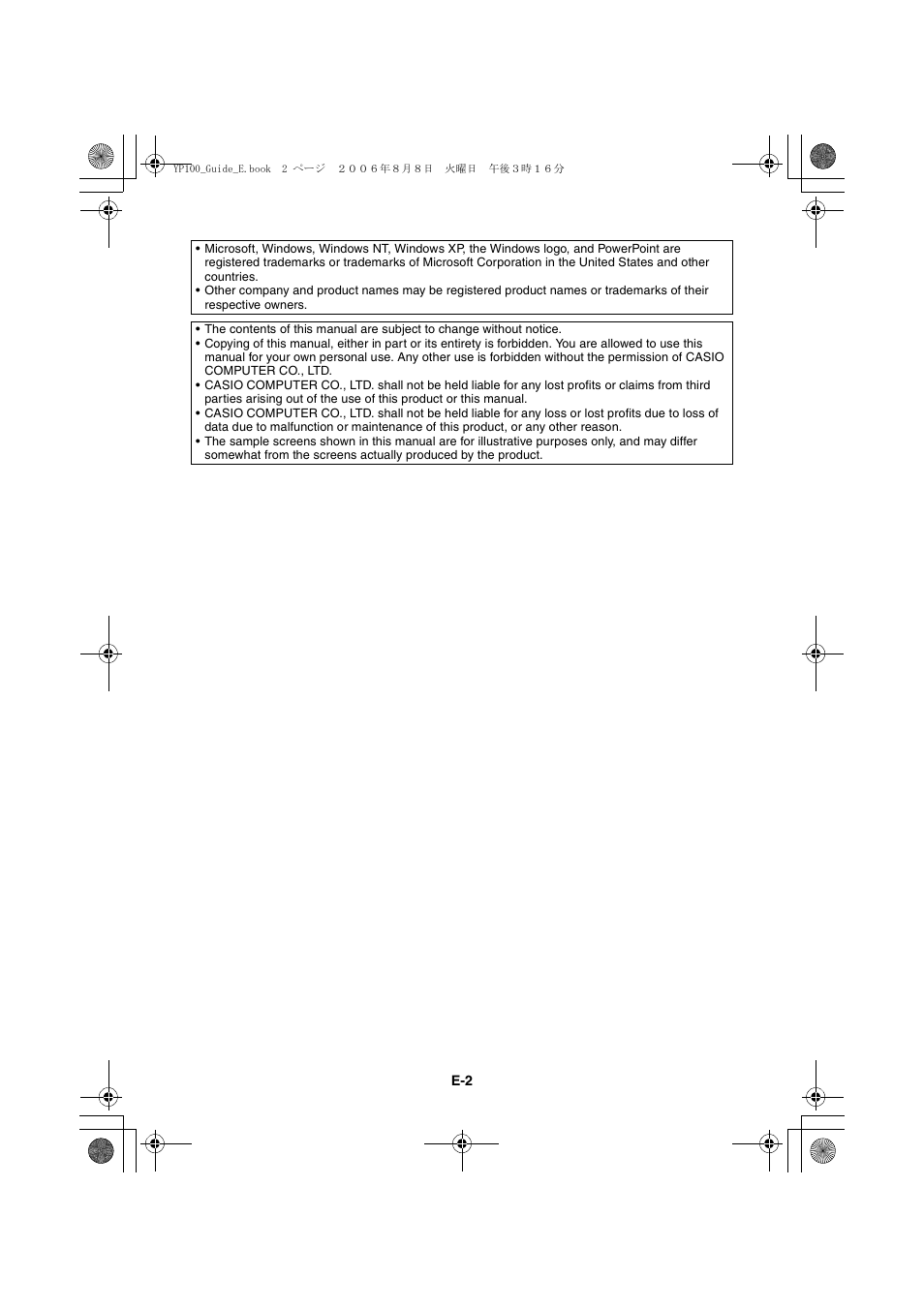 Casio YP-100 Getting Started User Manual | Page 2 / 22