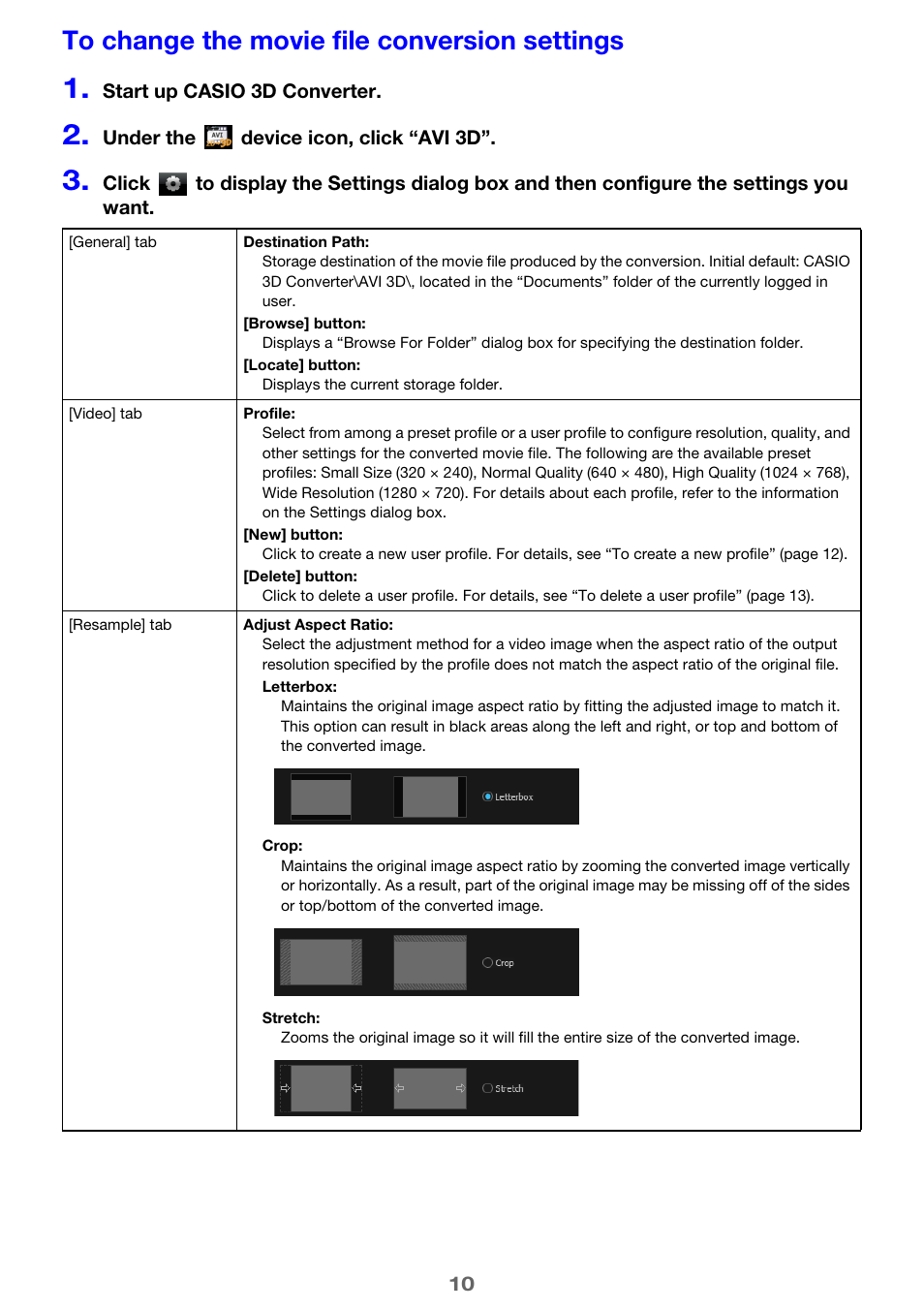 To change the movie file conversion settings, E 10) | Casio YA-D30 User Guide User Manual | Page 10 / 17