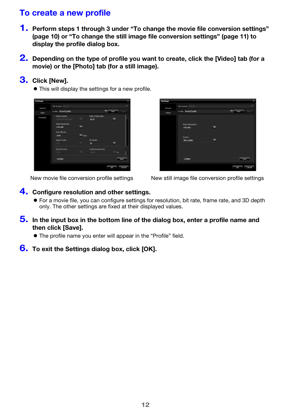 To create a new profile | Casio YA-D30 User Guide User Manual | Page 12 / 17