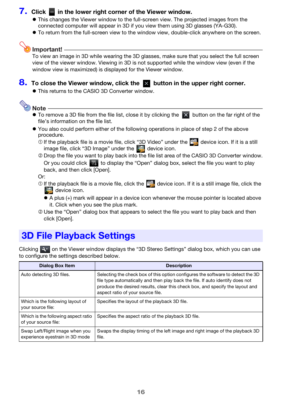 3d file playback settings | Casio YA-D30 User Guide User Manual | Page 16 / 17