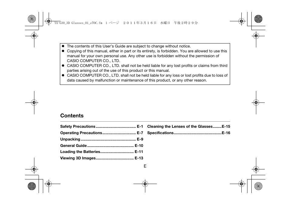 Casio YA-G30 User Manual | Page 2 / 22