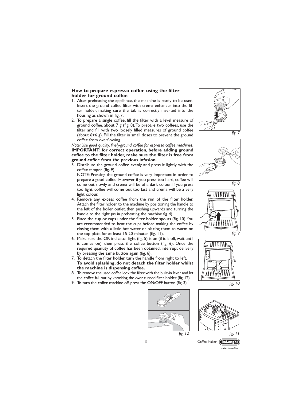 DeLonghi EC710 User Manual | Page 5 / 15