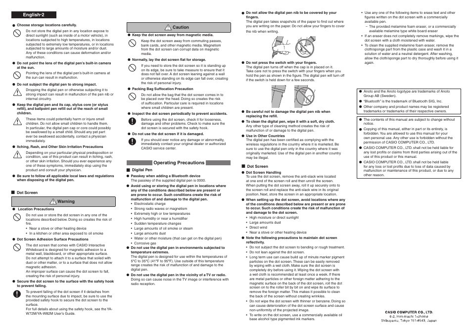 Casio YA-W72M This First User Manual | Page 2 / 2