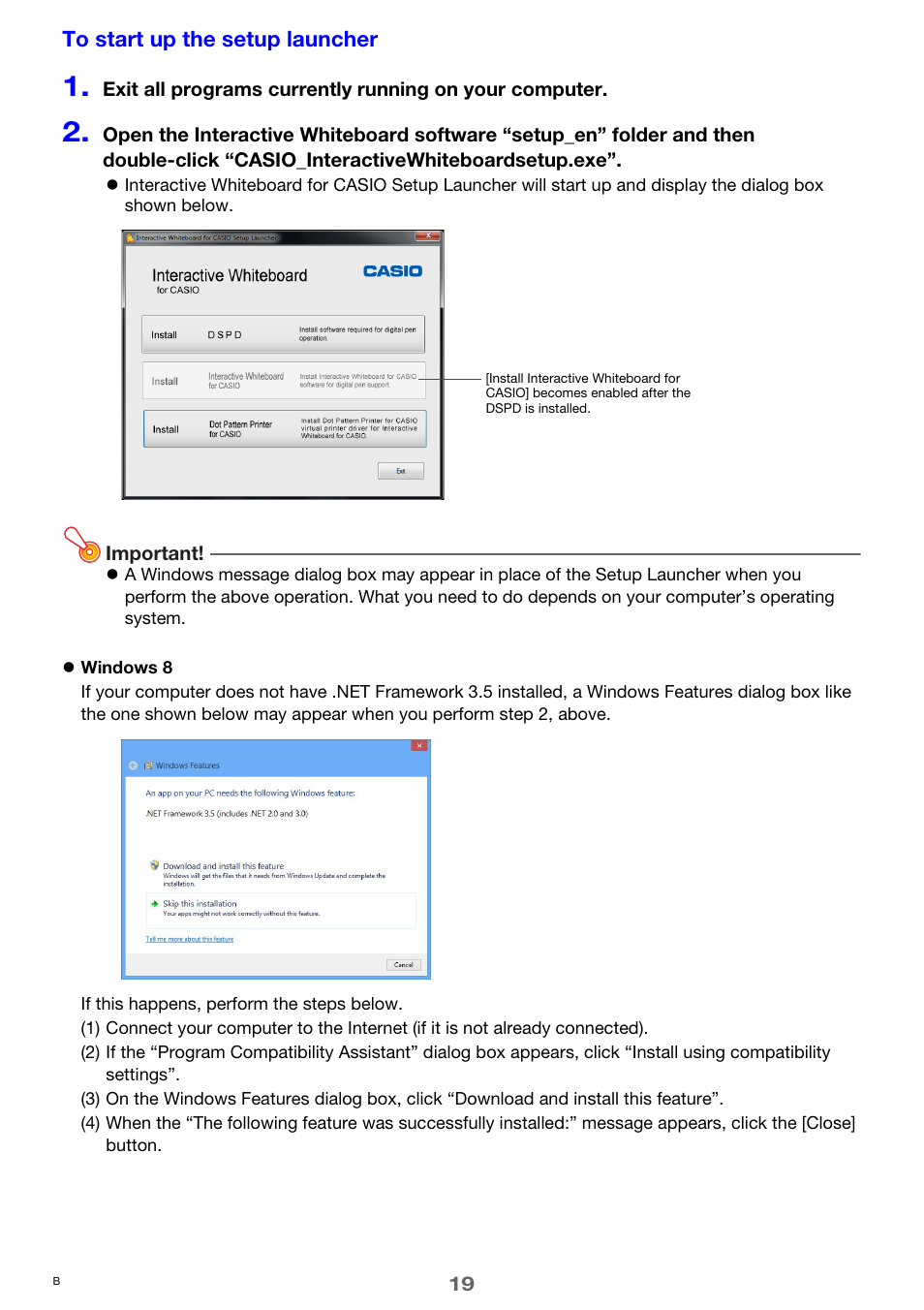 To start up the setup launcher | Casio YA-W72M User Guide User Manual | Page 19 / 89