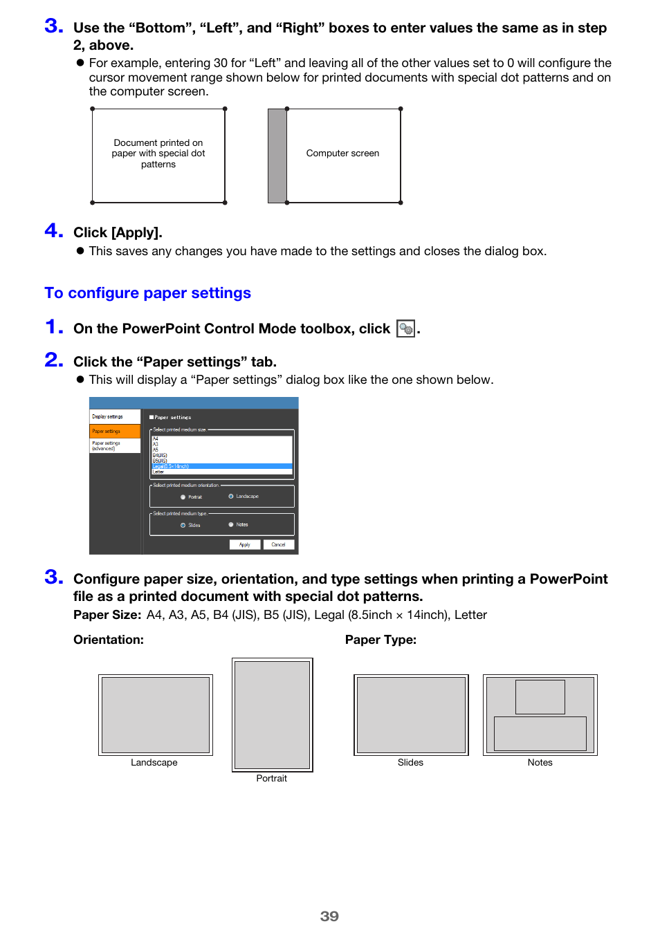 To configure paper settings | Casio YA-W72M User Guide User Manual | Page 39 / 89