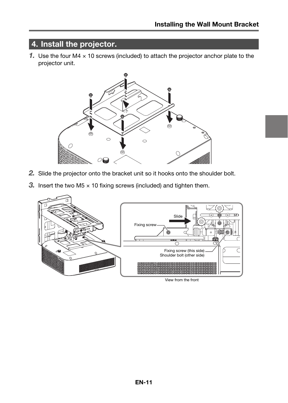 Install the projector | Casio YM-80 User Manual | Page 12 / 21