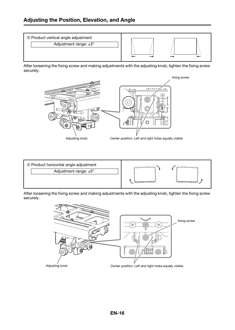 Adjusting the position, elevation, and angle, En-16 | Casio YM-80 User Manual | Page 17 / 21