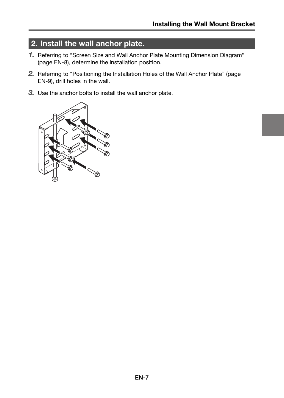 Install the wall anchor plate | Casio YM-80 User Manual | Page 8 / 21