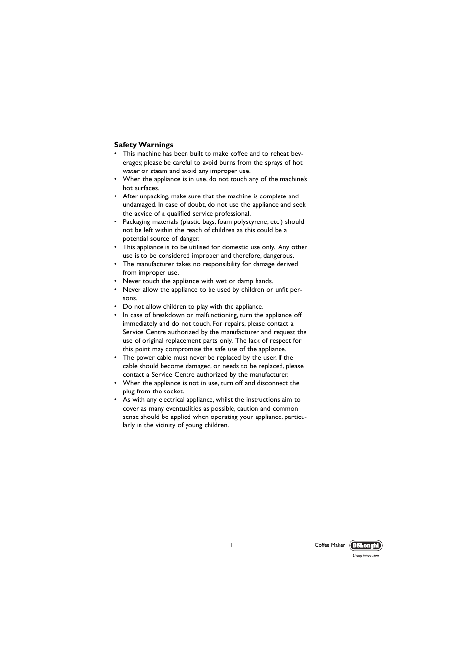 DeLonghi EC190 User Manual | Page 11 / 12