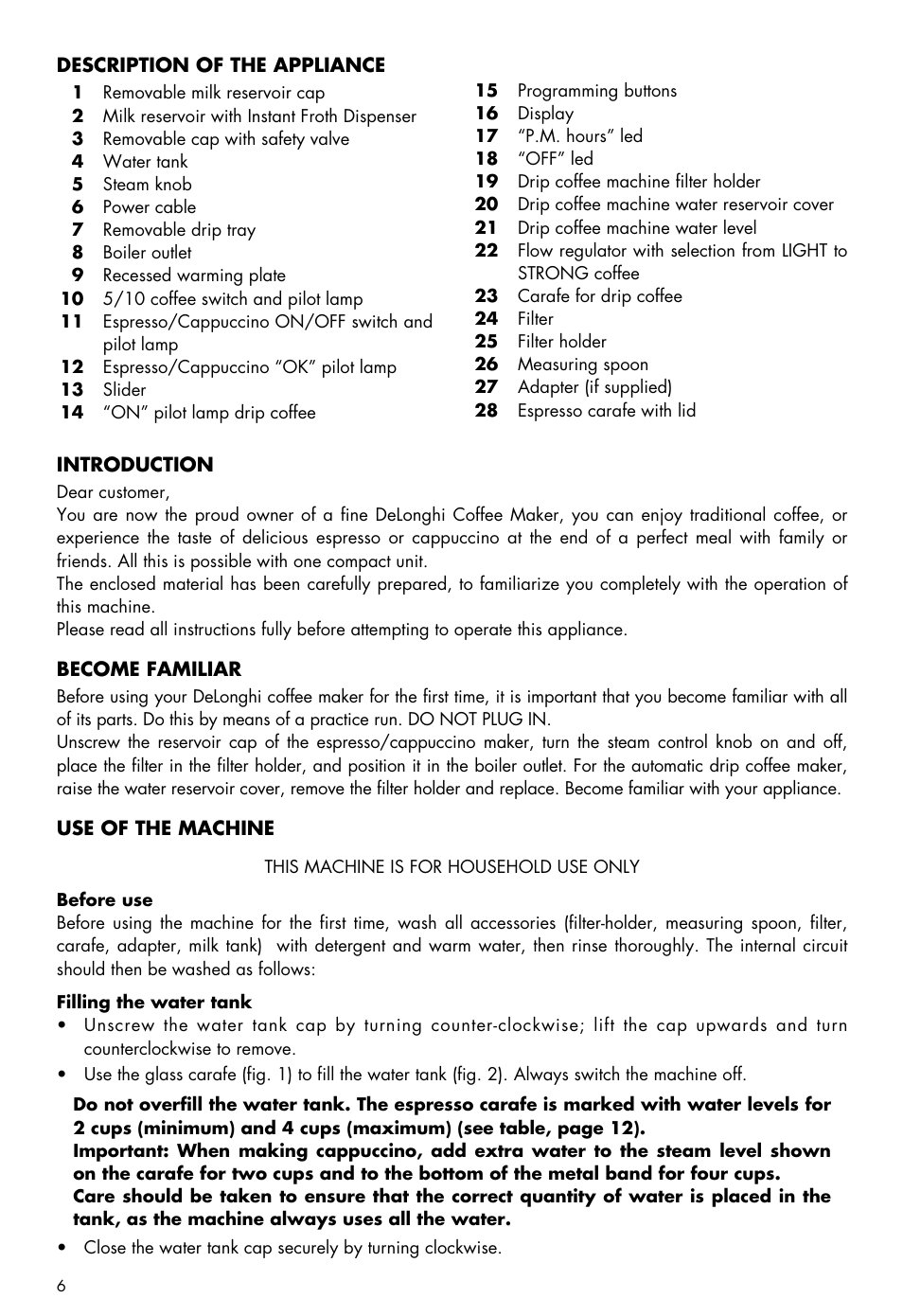 DeLonghi BCO100 User Manual | Page 6 / 15