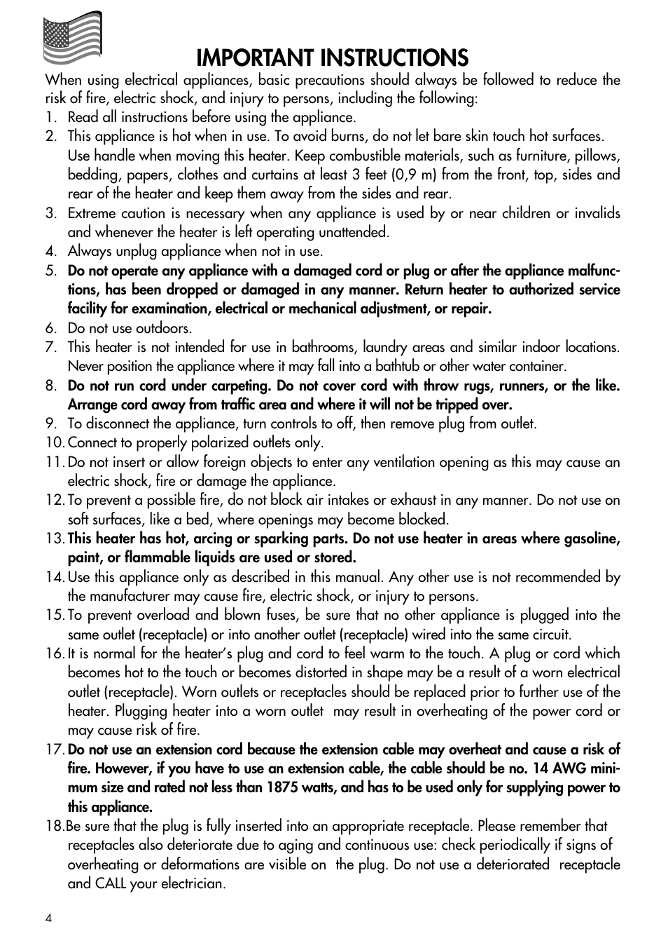 Important instructions | DeLonghi DUH1000 User Manual | Page 4 / 7