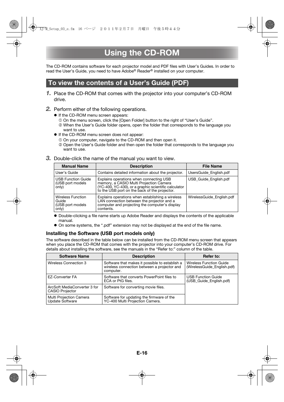 Using the cd-rom | Casio XJ-M140 (A9****) Fonctionnement de base User Manual | Page 18 / 72