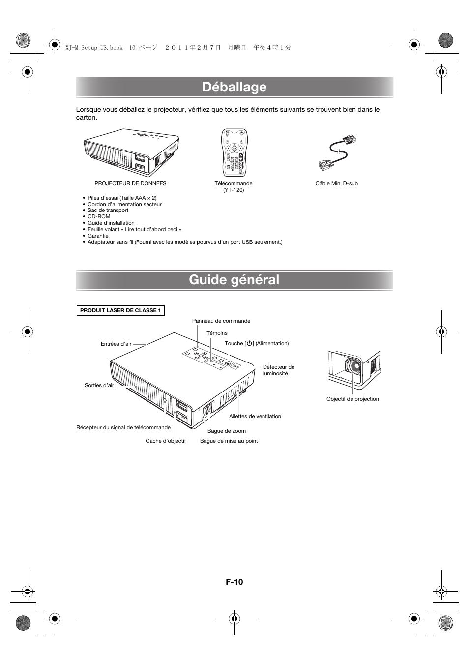 Déballage, Guide général | Casio XJ-M140 (A9****) Fonctionnement de base User Manual | Page 34 / 72