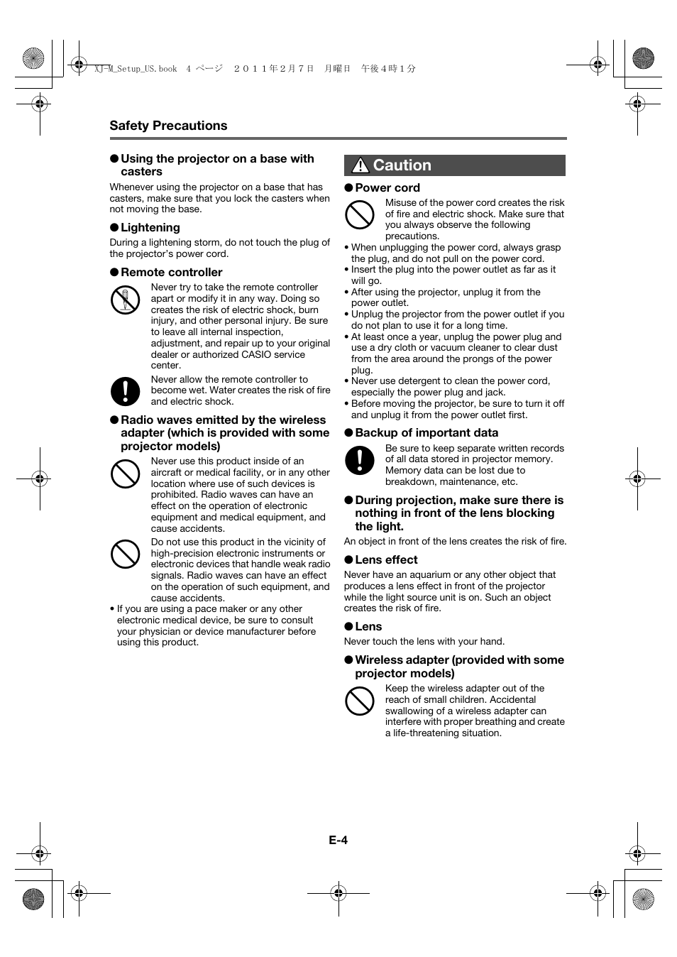 Casio XJ-M140 (A9****) Fonctionnement de base User Manual | Page 6 / 72