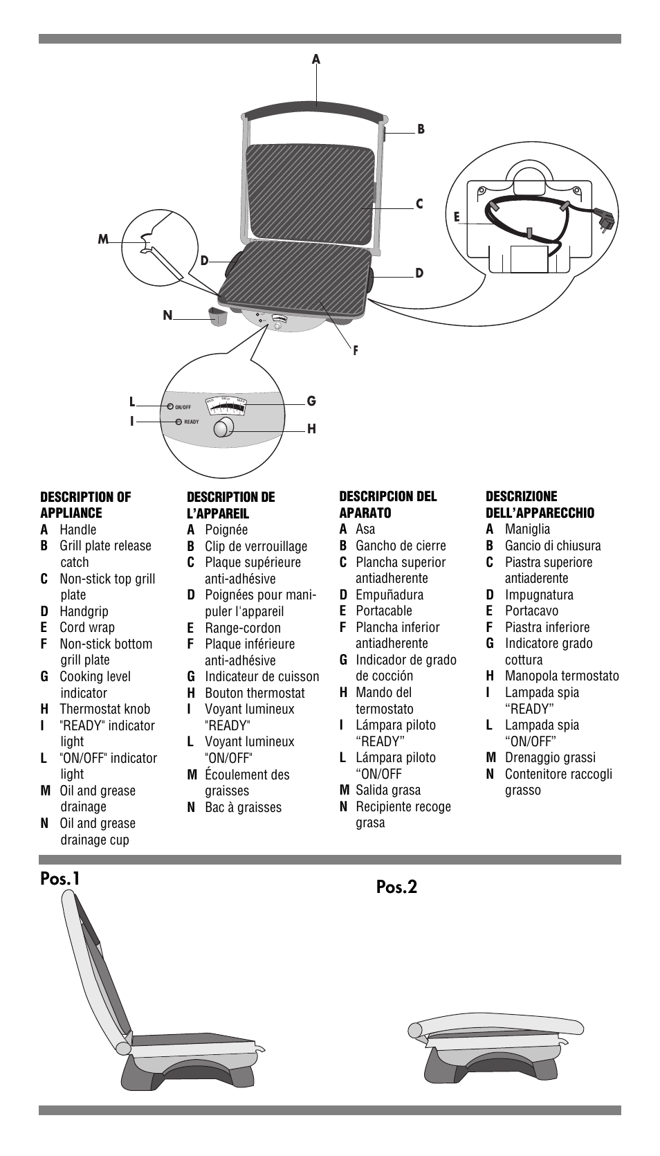 Pos.1 pos.2 | DeLonghi CGH800 User Manual | Page 3 / 10