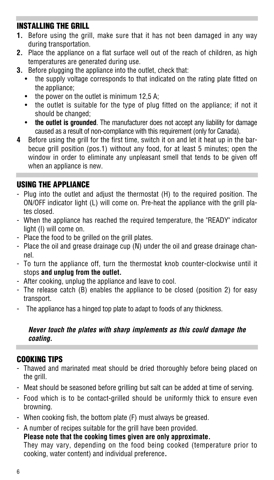 DeLonghi CGH800 User Manual | Page 6 / 10