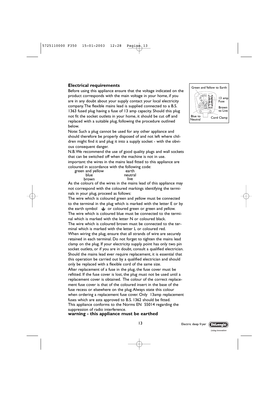 DeLonghi 5725110000 F350 User Manual | Page 13 / 13