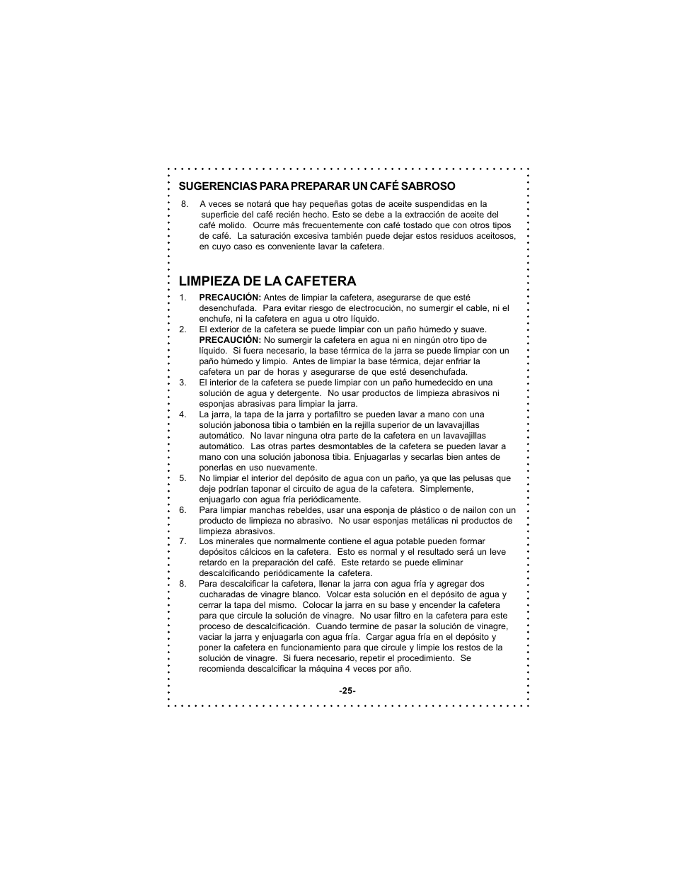 Limpieza de la cafetera | DeLonghi DC51TT Series User Manual | Page 25 / 38