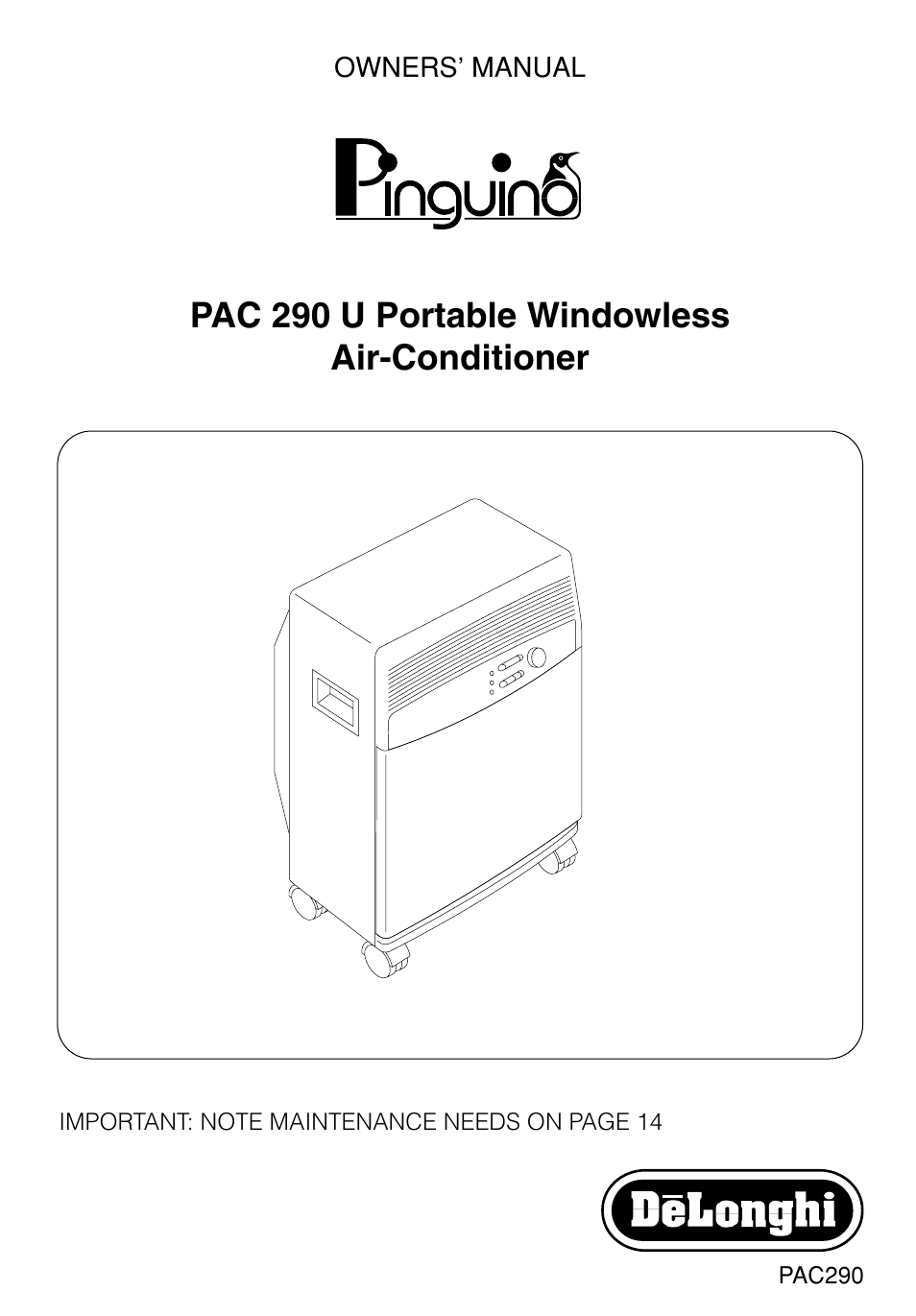 DeLonghi PAC 290 U User Manual | 15 pages