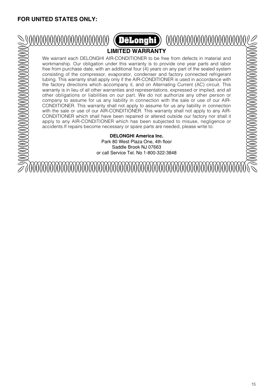 DeLonghi PAC 290 U User Manual | Page 15 / 15
