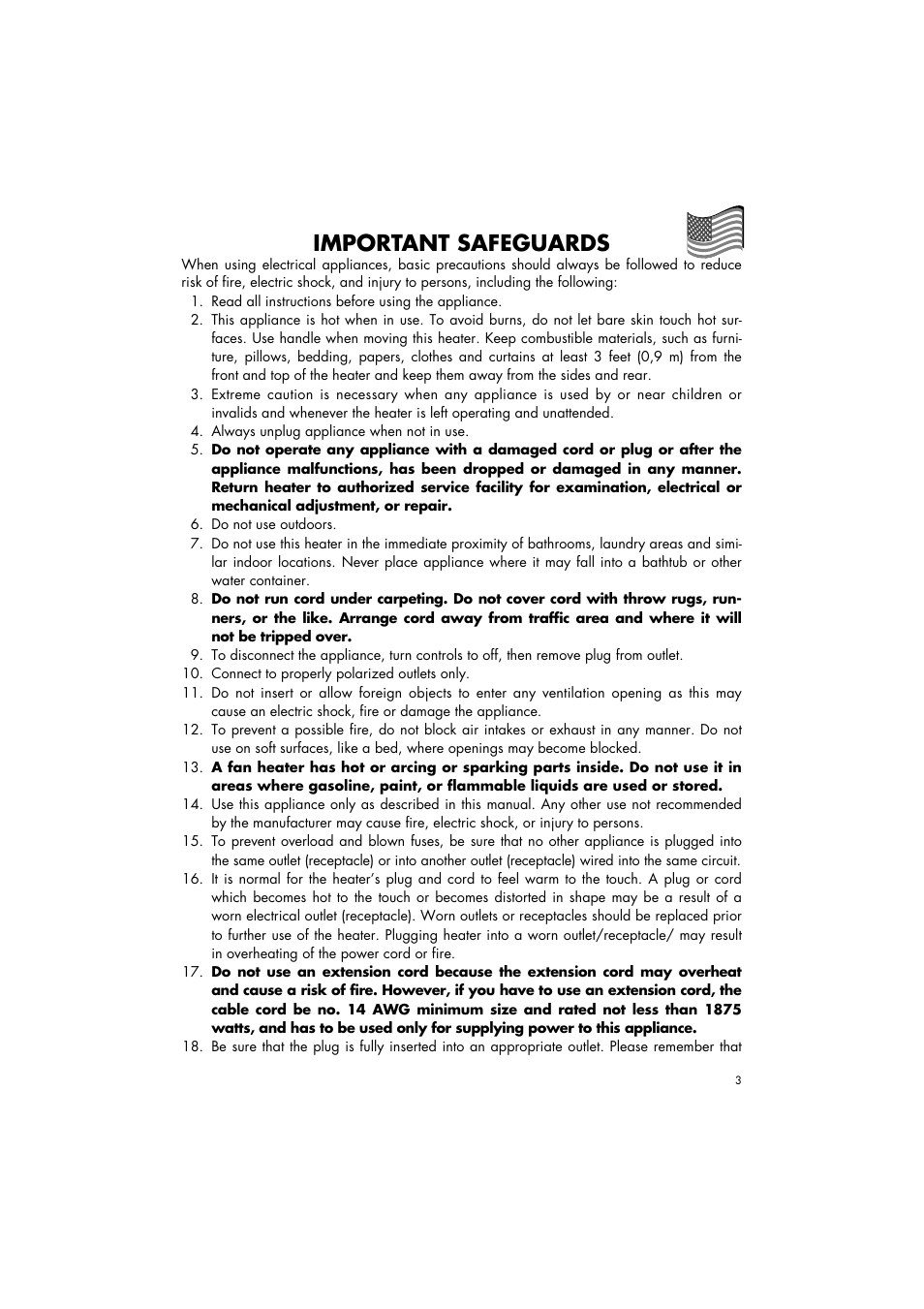 Important safeguards | DeLonghi DFH550R User Manual | Page 3 / 8