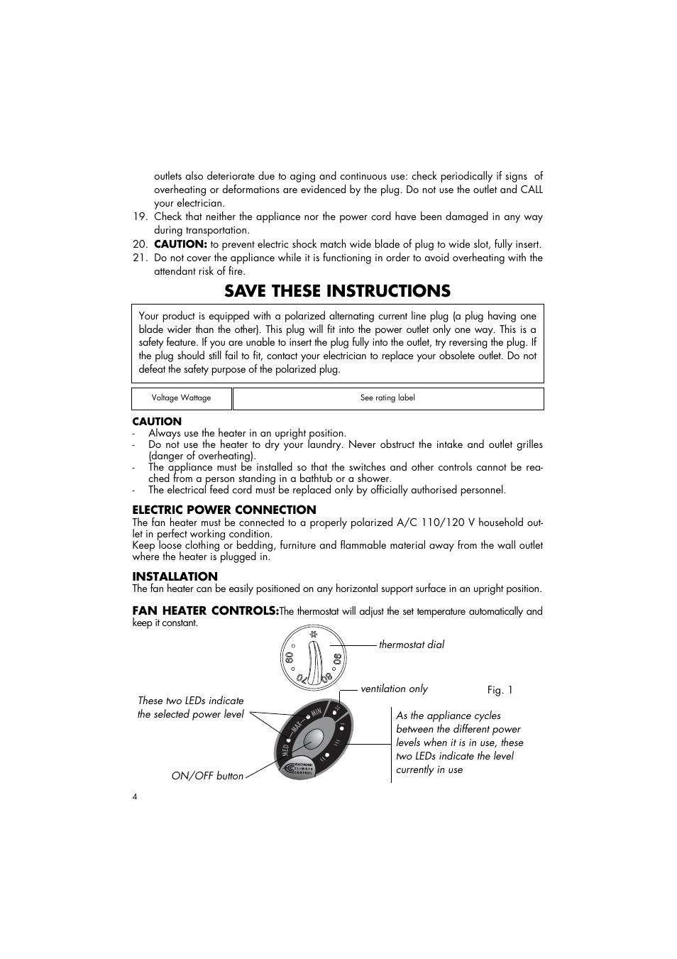 Save these instructions | DeLonghi DFH550R User Manual | Page 4 / 8