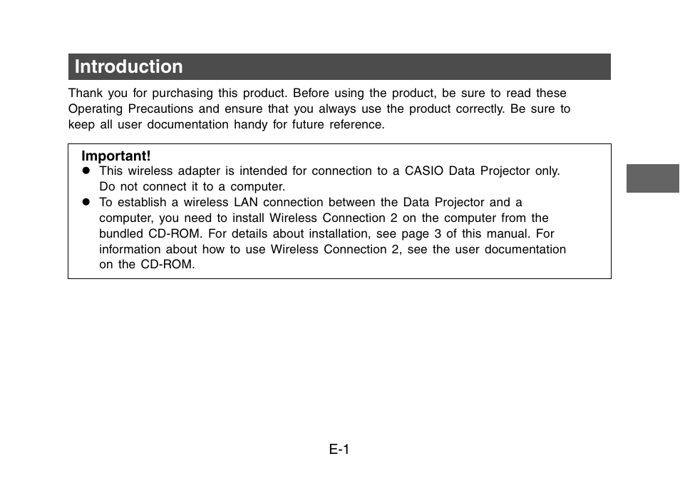 Introduction | Casio YW-2L Basic Operations User Manual | Page 3 / 19