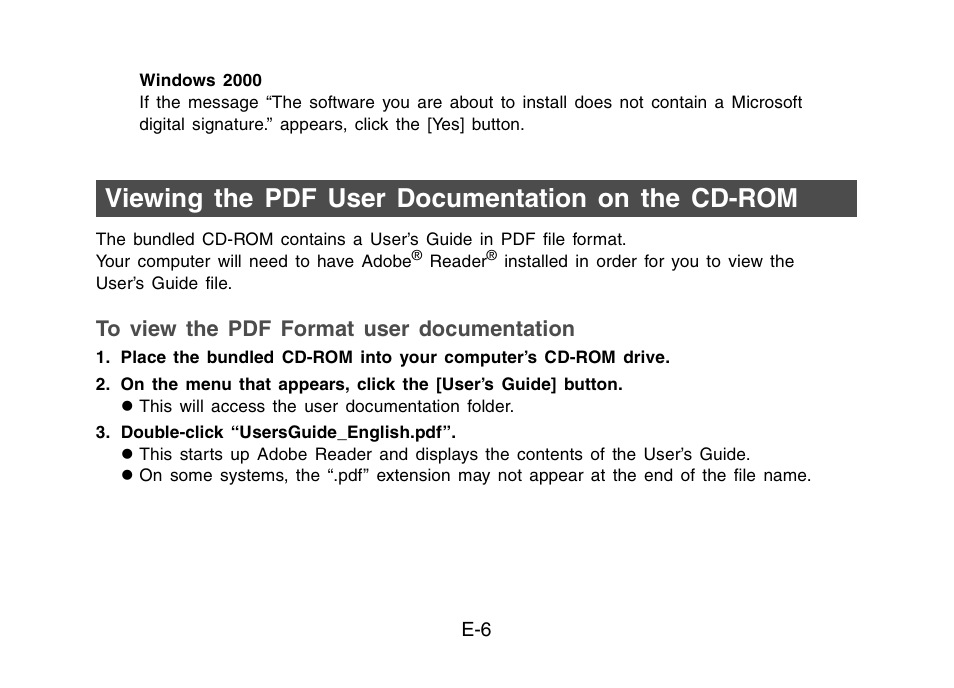 Viewing the pdf user documentation on the cd-rom | Casio YW-2L Basic Operations User Manual | Page 8 / 19