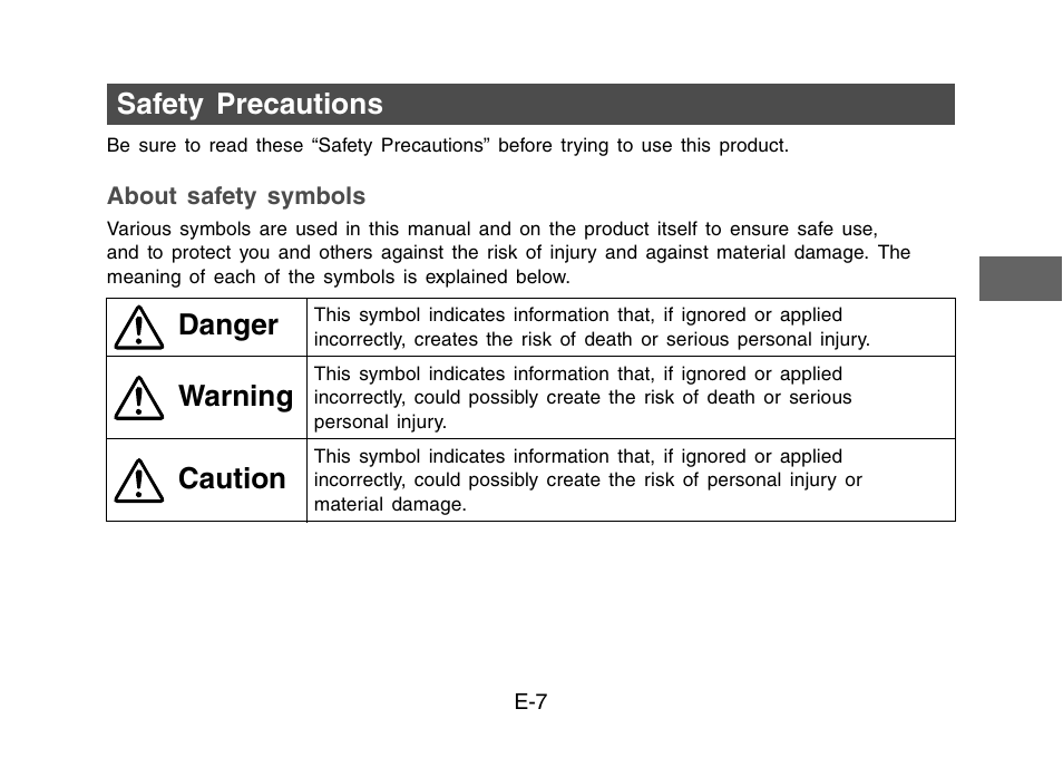 Safety precautions danger, Warning, Caution | Casio YW-2L Basic Operations User Manual | Page 9 / 19