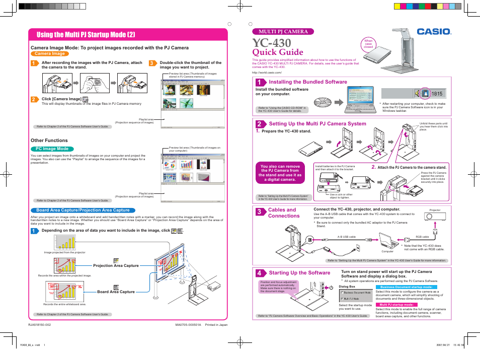 Casio YC-430 Quick Guide User Manual | 2 pages