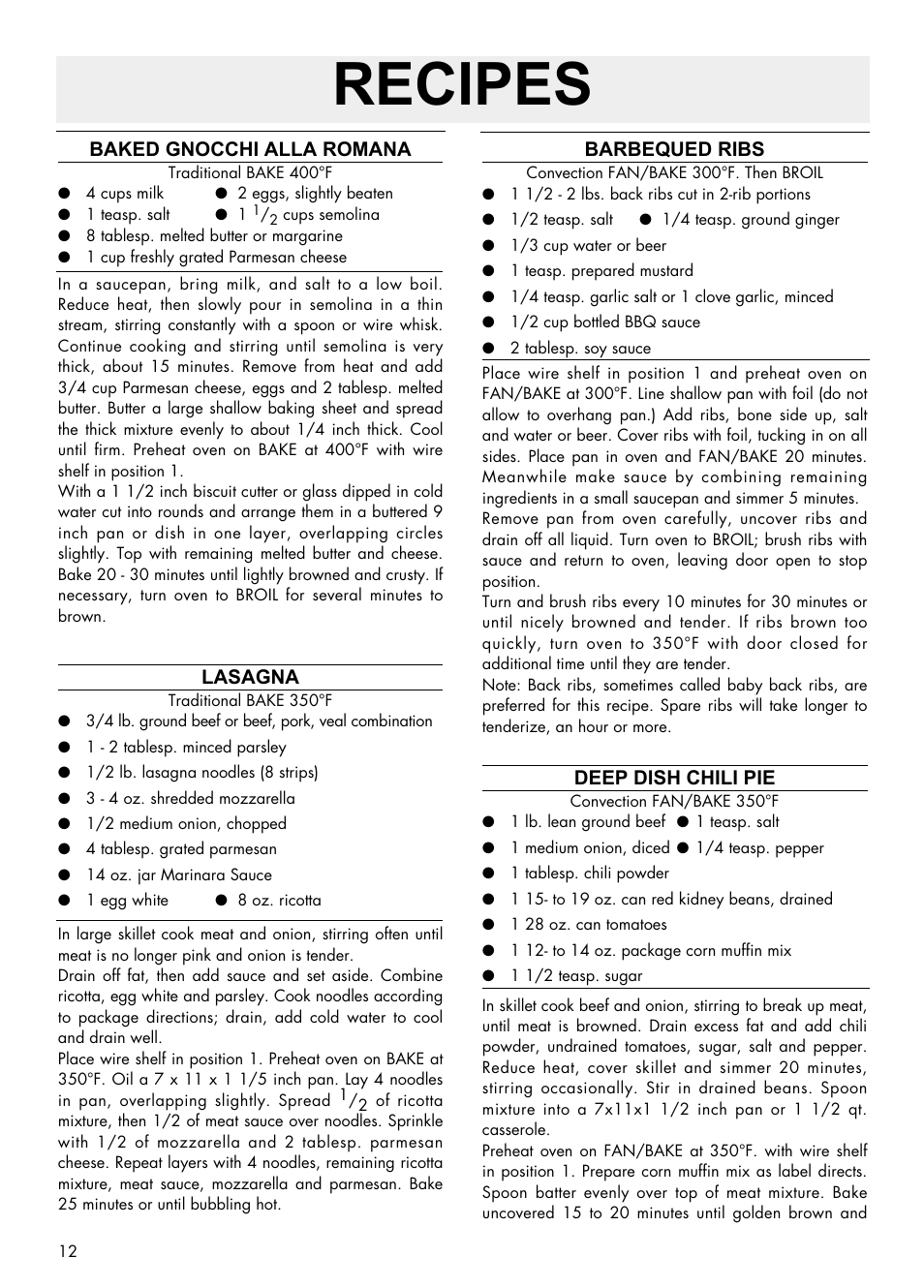 Recipes | DeLonghi AS 670 User Manual | Page 12 / 15