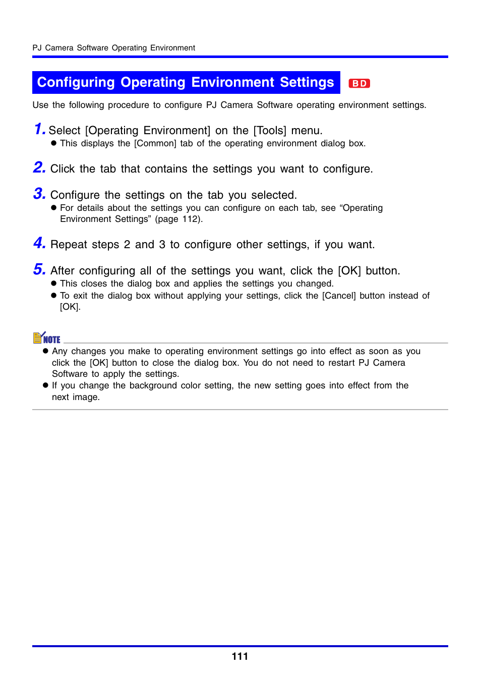 Configuring operating environment settings | Casio YC-430 User Manual | Page 111 / 146