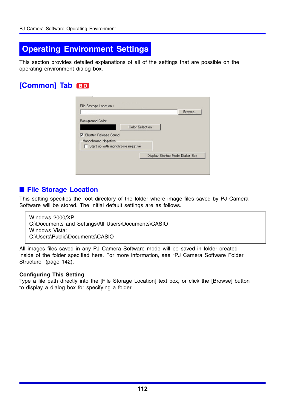 Operating environment settings, Common] tab | Casio YC-430 User Manual | Page 112 / 146