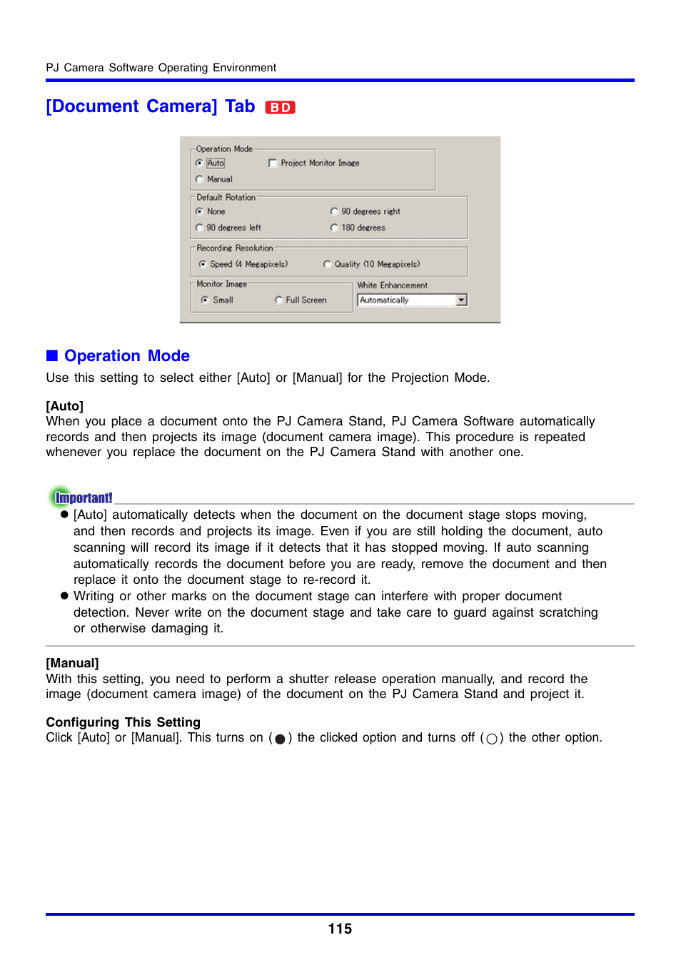 Document camera] tab | Casio YC-430 User Manual | Page 115 / 146