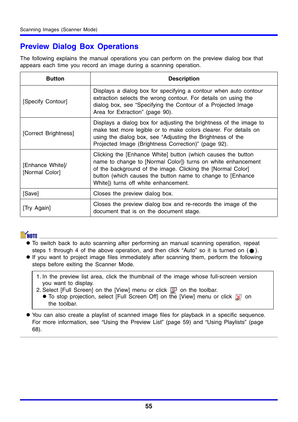 Preview dialog box operations | Casio YC-430 User Manual | Page 55 / 146