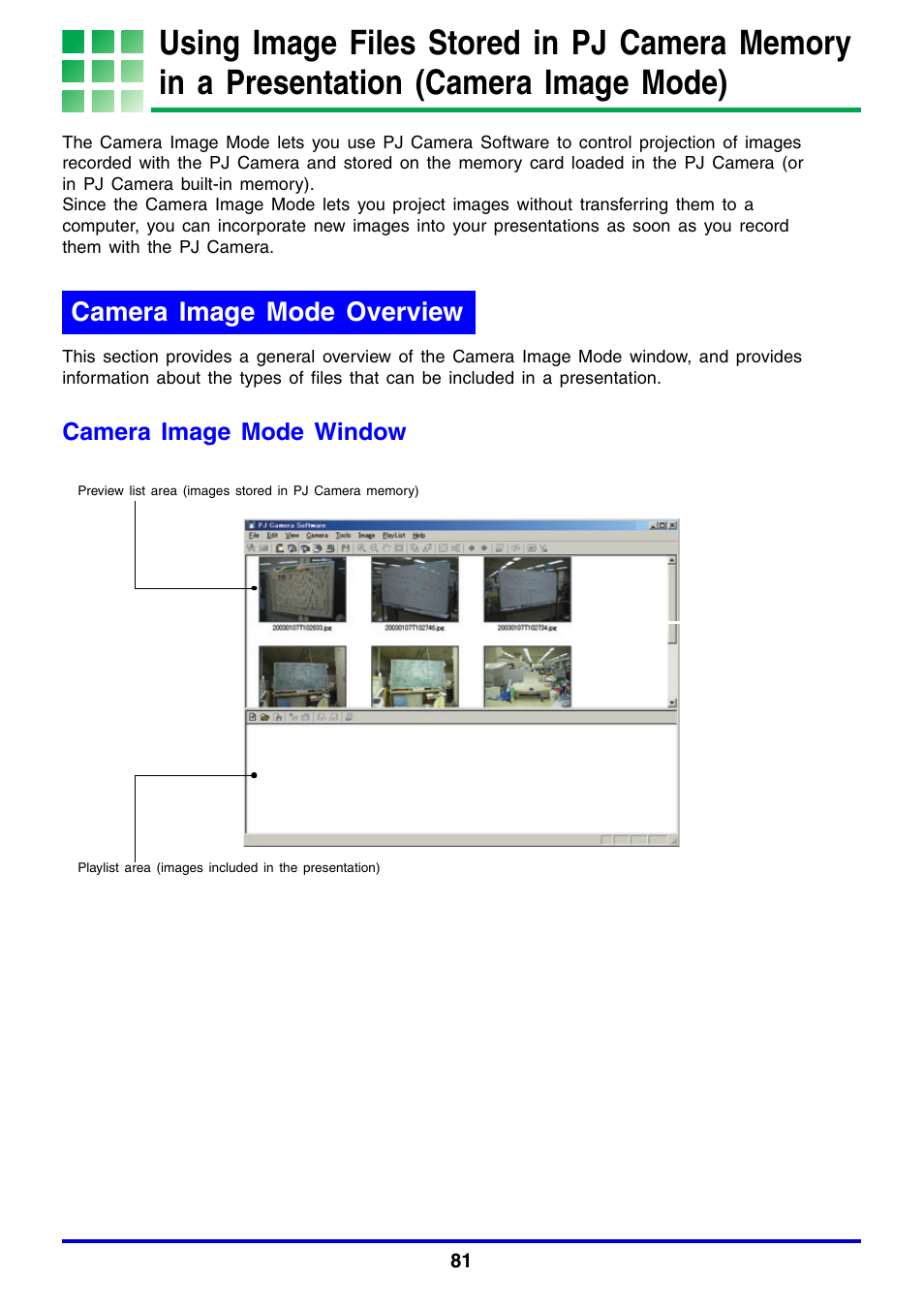 Camera image mode overview | Casio YC-430 User Manual | Page 81 / 146