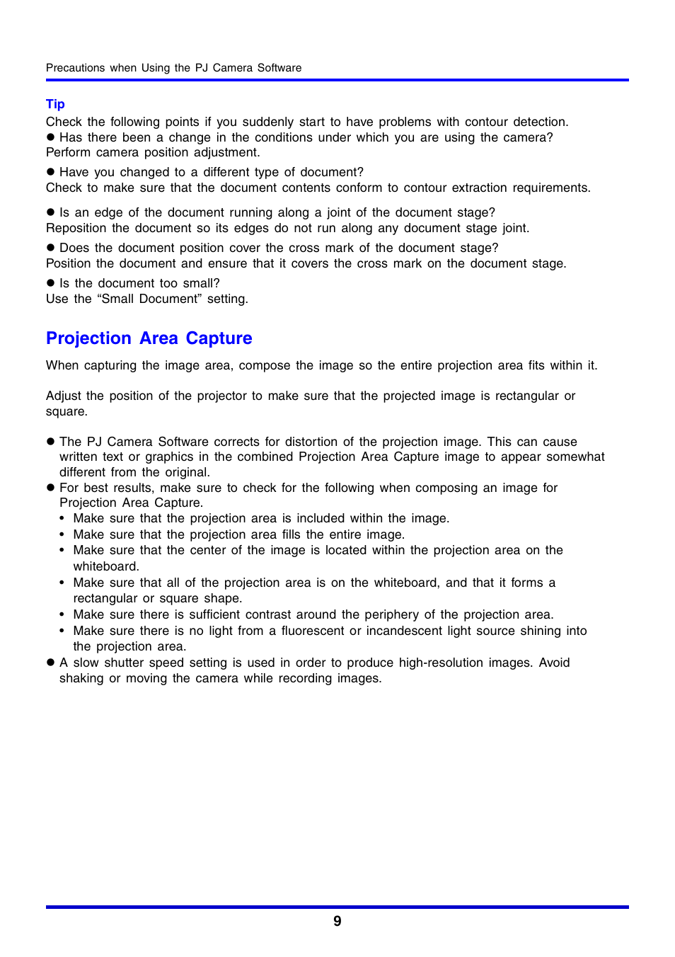Projection area capture | Casio YC-430 User Manual | Page 9 / 146