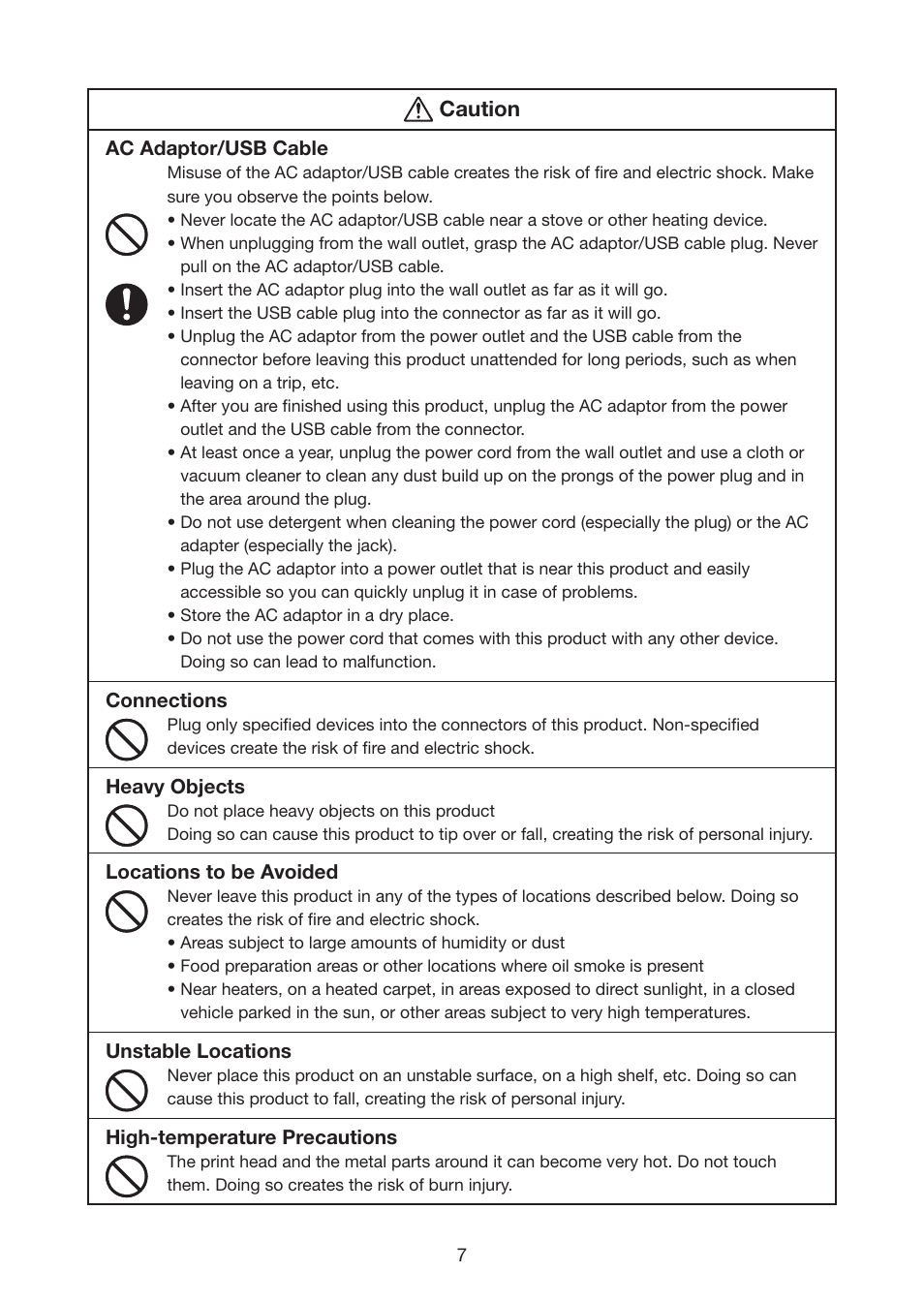 Caution | Casio STC-U10 User Manual | Page 8 / 50
