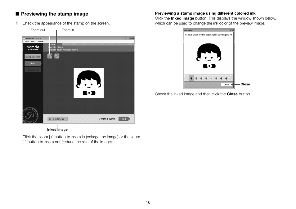 Previewing the stamp image | Casio STC-PC10 User Manual | Page 18 / 55