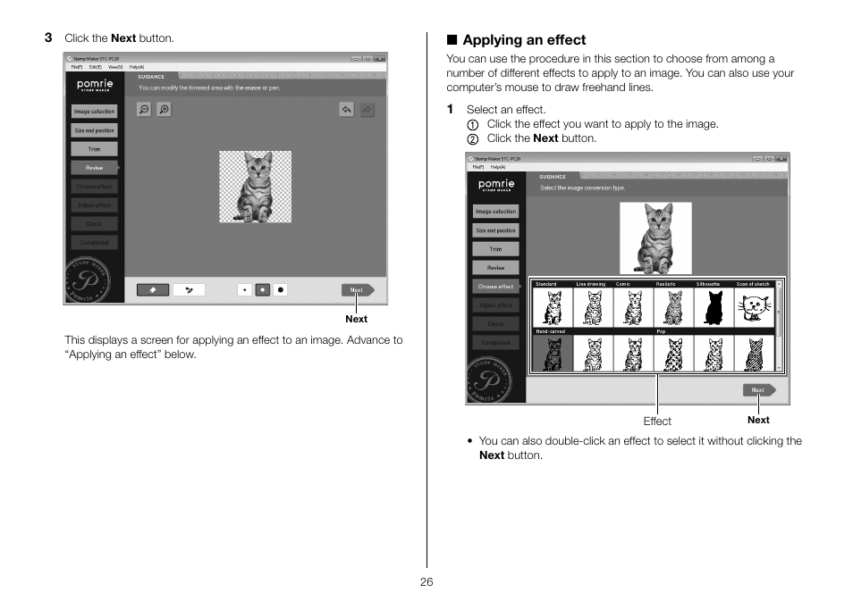 Applying an effect | Casio STC-PC10 User Manual | Page 28 / 55