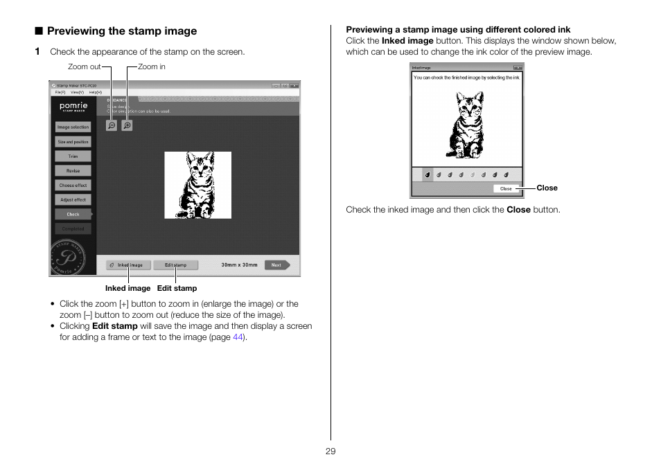 Previewing the stamp image | Casio STC-PC10 User Manual | Page 31 / 55