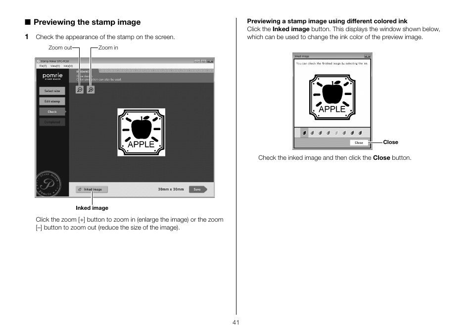 Previewing the stamp image | Casio STC-PC10 User Manual | Page 43 / 55