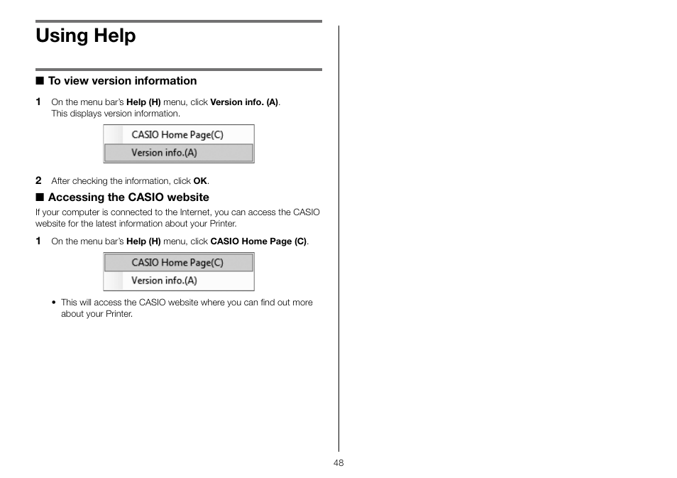Using help | Casio STC-PC10 User Manual | Page 50 / 55