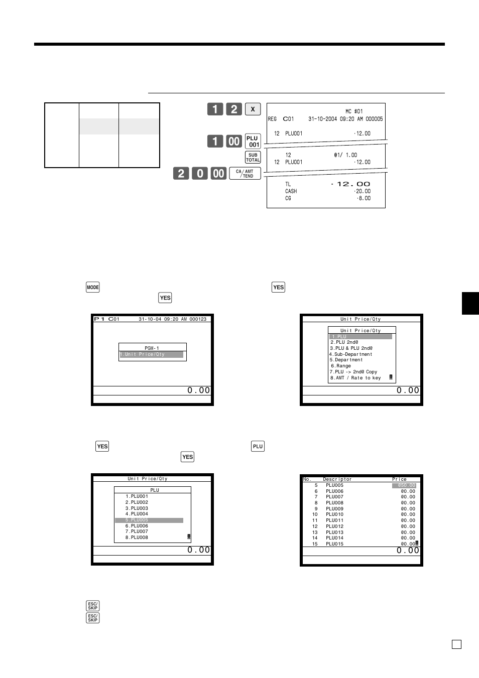 Basic operations and setups, Programming to flat-plu, Multiplication | Flat-plu unit price programming procedure | Casio QT-6000 User Manual | Page 27 / 104