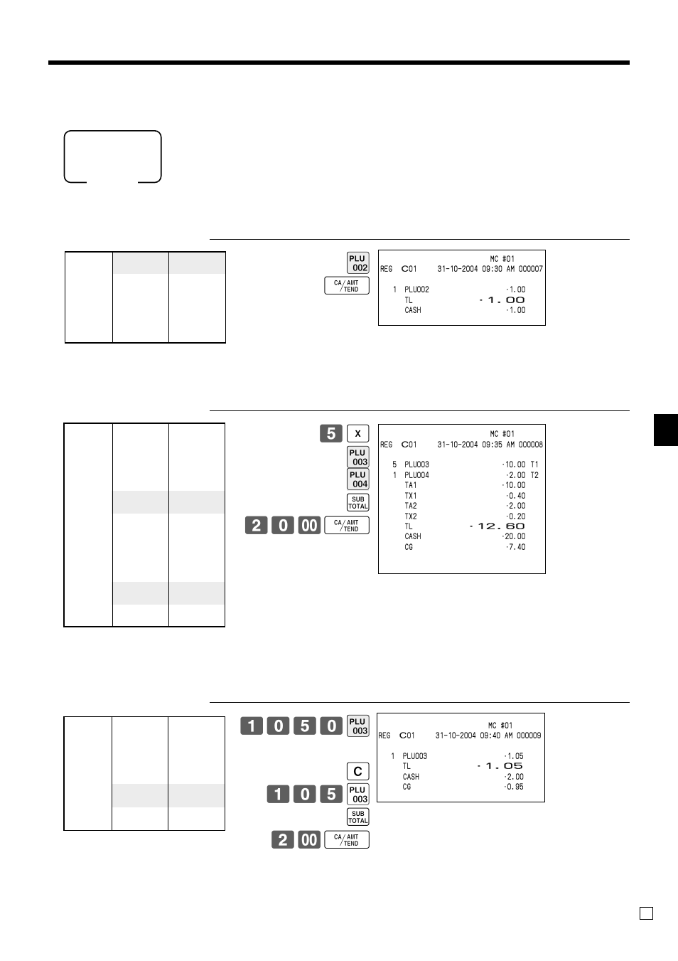 Basic operations and setups, Registering flat-plu keys by programming data, 5| * , s 20- f | Casio QT-6000 User Manual | Page 29 / 104